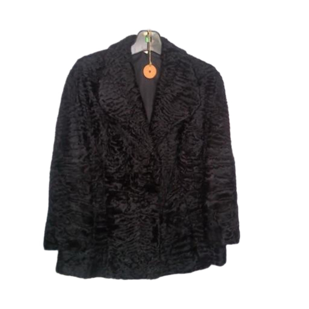 Vintage 1940s Black Persian Lamb (Astrakhan) Fur Coat w/ Silk Lining – M/L - Picture 2 of 5